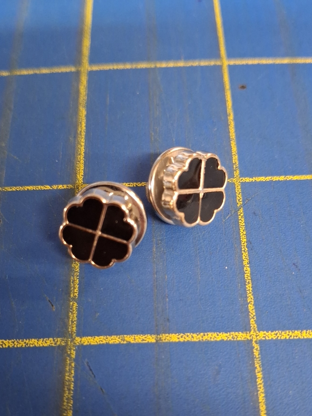 Bow Black Tack 0.25" Pin Gold Tone New 1 Pair of 2 (#16)